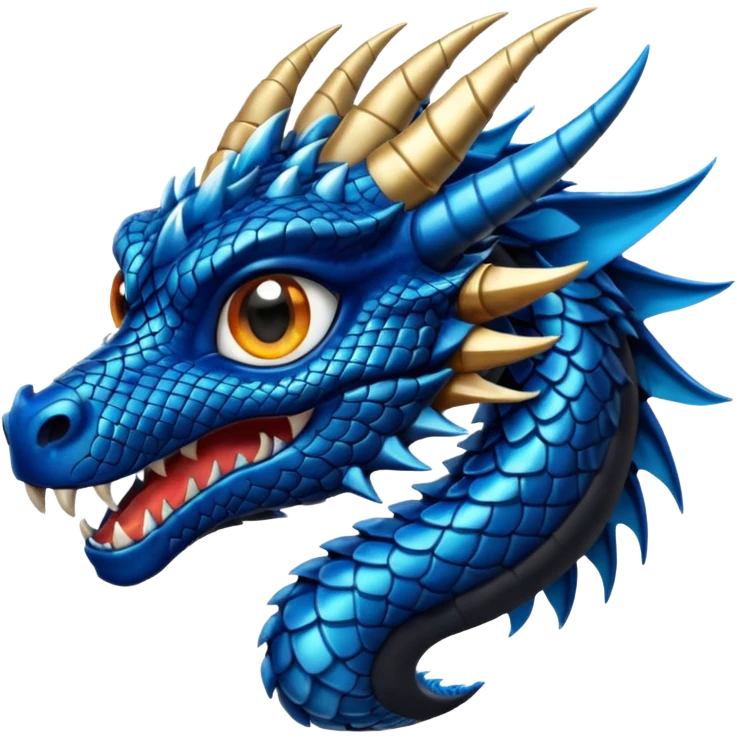 Dragón color negro ojos azules emoji