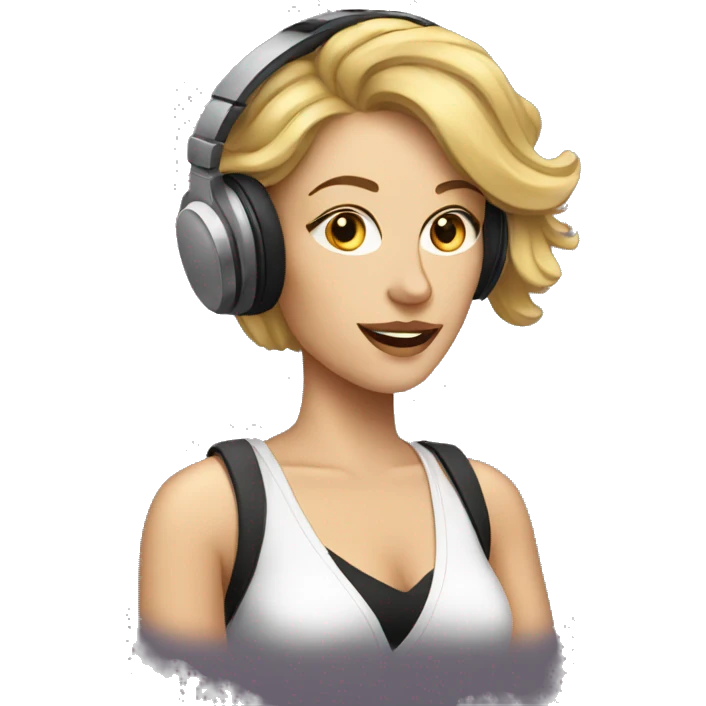 white woman music producer with headphones emoji