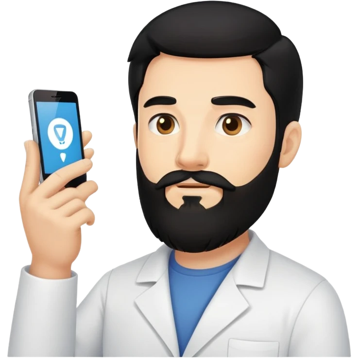 A man with black hair and a beard passing a big test emoji
