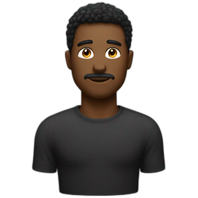 Homme noir choqué, chaque main sur un côté de sa tête, il porte un tshirt blanc emoji