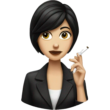 a white girl with black hair smoking a cigarette  emoji