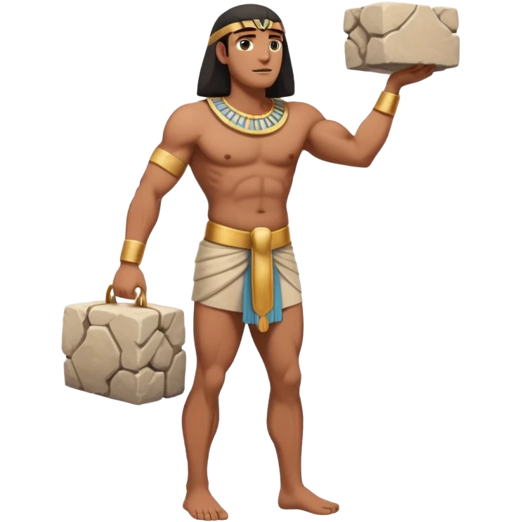 fullbody ancient Egyptian worker carrying a stone block emoji