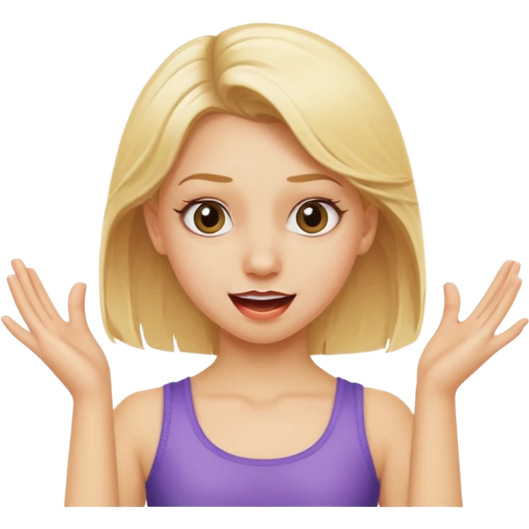 A blonde girl at dance class with a silly face emoji