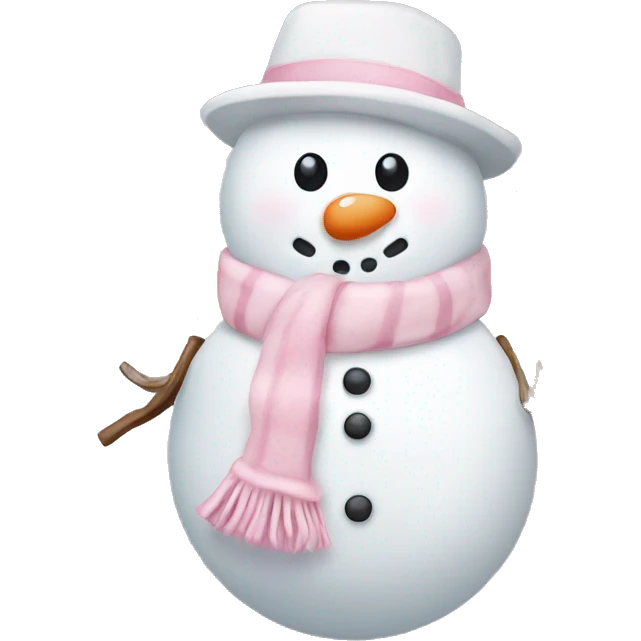 Cute white and light pink snowman emoji