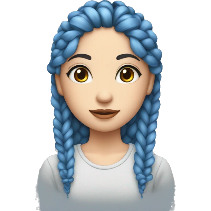 chica de ojos azules con trenzas largas color gris, con corazones  emoji