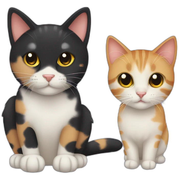 A black cat with a calico cat and a tabby cat emoji