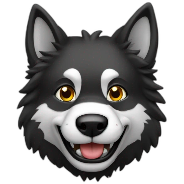 lobo preto sorrindo emoji