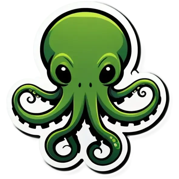 green octopus holding a large 5 emoji