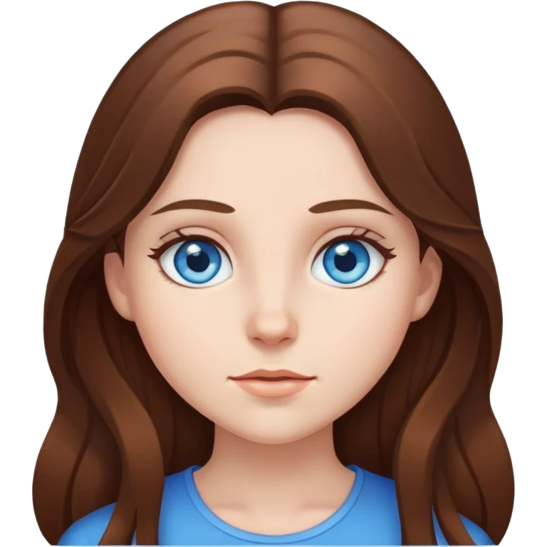 Girl blue eyes long brown hair emoji