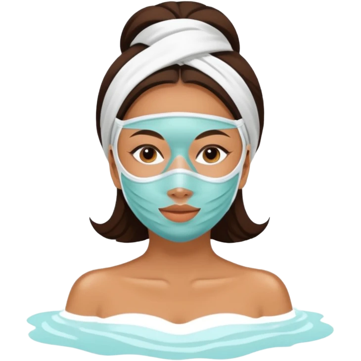Lady with face mask spa beauty full face relaxing emoji