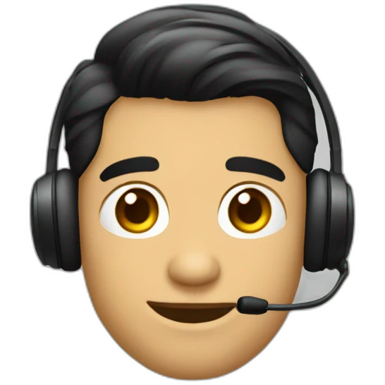 Joven formal con cabello negro, sin barba, con anteojos negros y usando head set de callcenter emoji