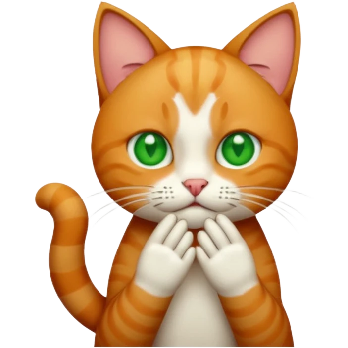 A cat holding its forehead with its paw because it has a headache emoji