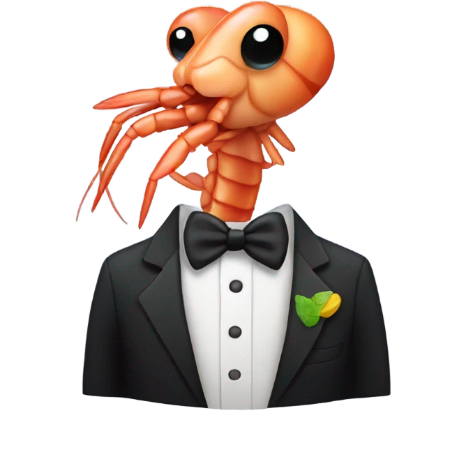 Shrimp wearing tuxedo emoji