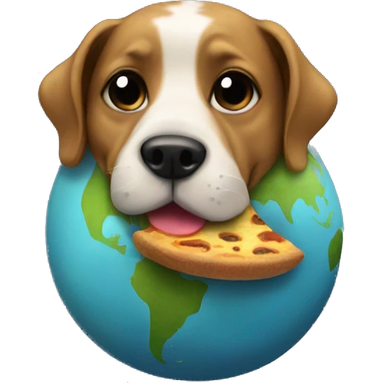 dog eating a planet emoji