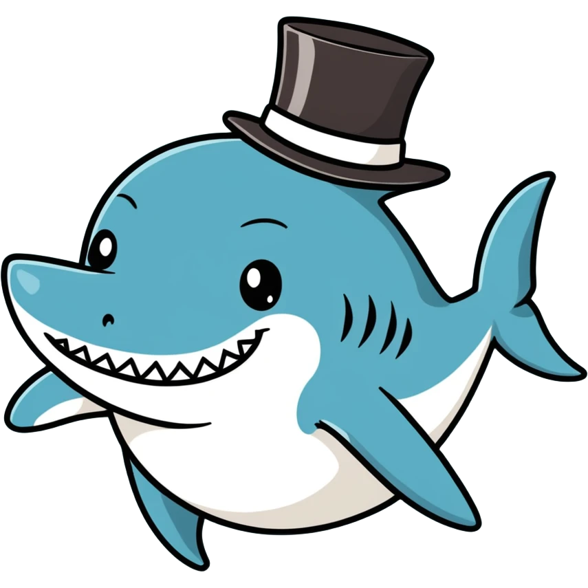 Shark with a top hat emoji