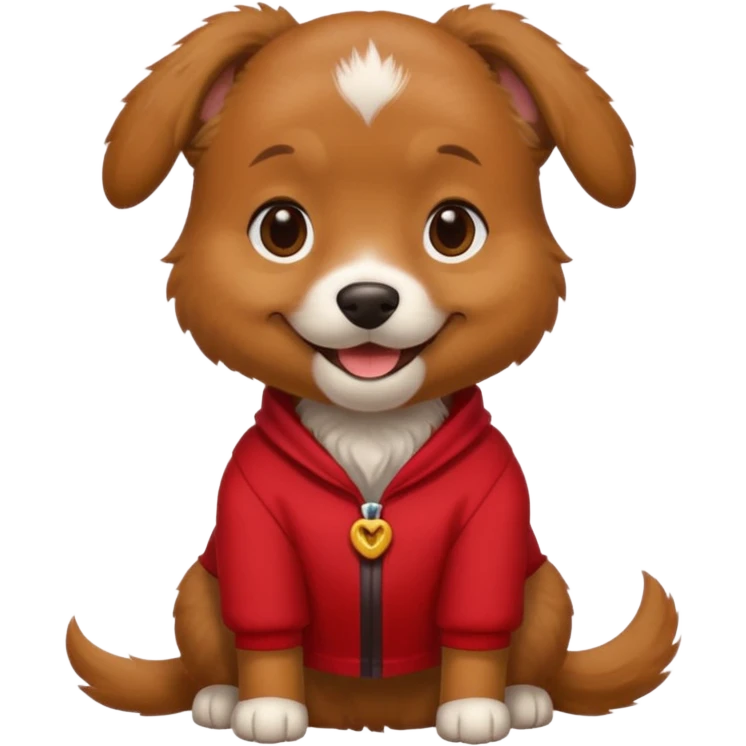 a dog with legs and arms with red clothers on emoji