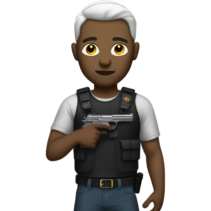 White man with tattoos on his face while holding a gun emoji