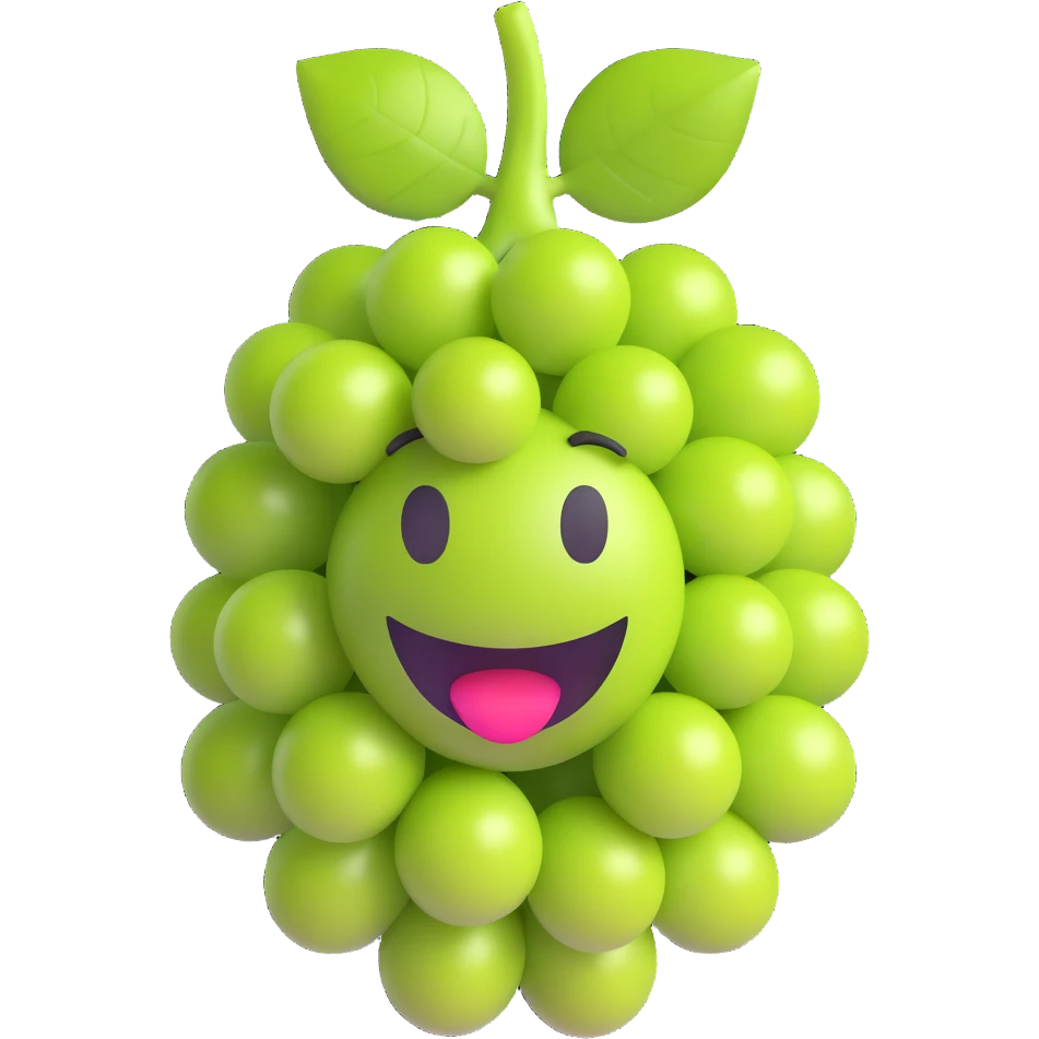 a single green grape, 3D emoji style emoji