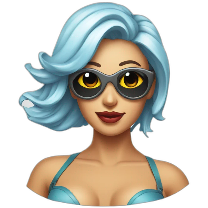 Create an emoji of a futuristic pin-up wearing a bikini emoji