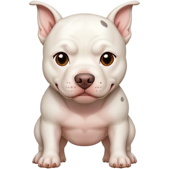 white pitbull dog with one brown spot in the face emoji