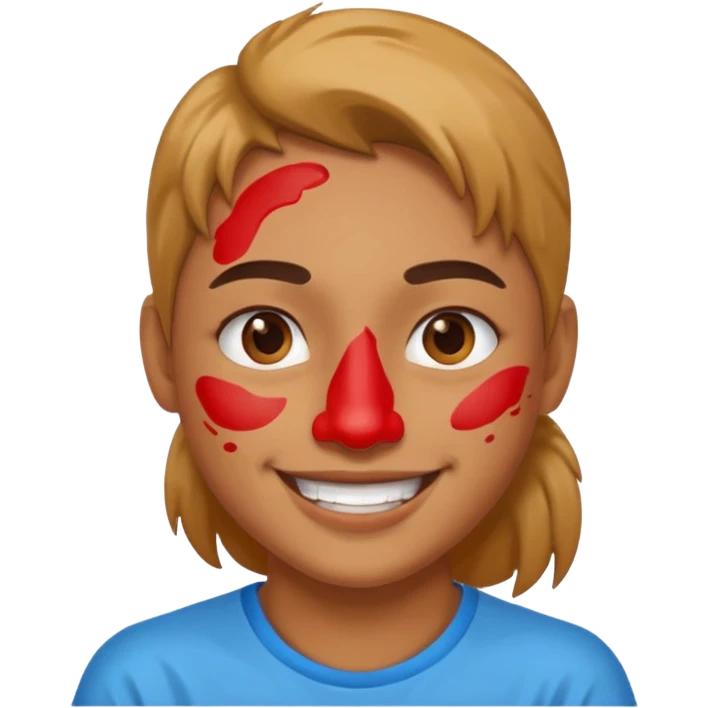Paint on nose, half body emoji