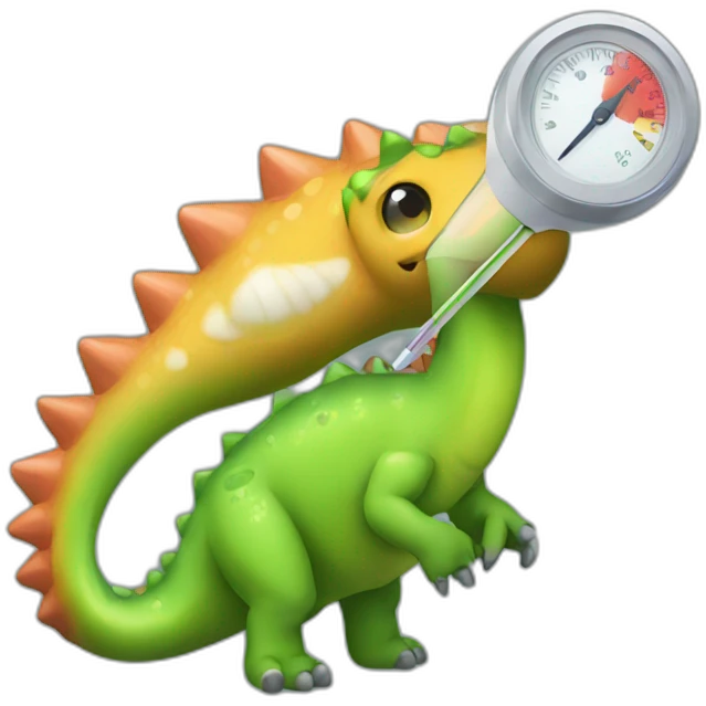 fever dinosaur with thermometer emoji