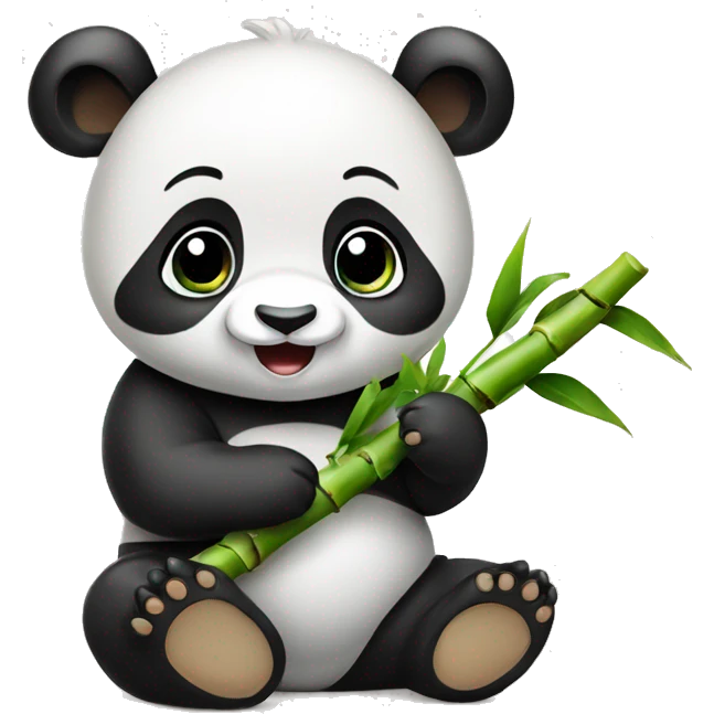 Baby panda eating bamboo  emoji