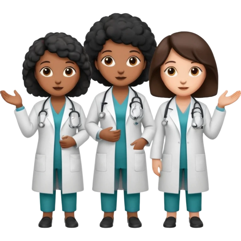 Three female black sheep dressed as doctors emoji