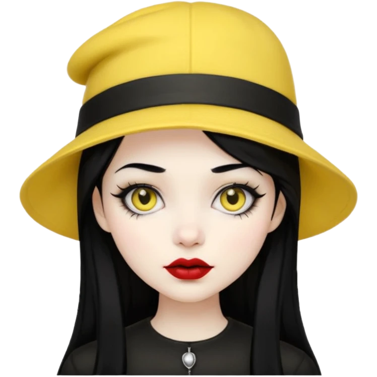 gothic girl black haired with yellow hat emoji