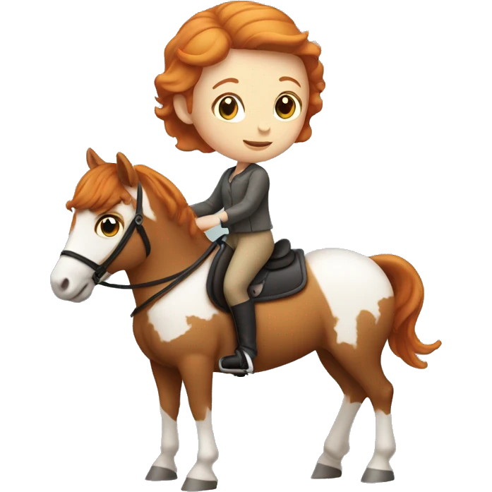 Ginger girl with short hair riding a horse emoji