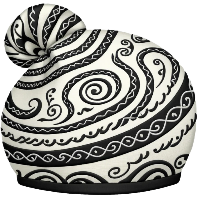 Tashkent style doppa hat with white background and black swirling patterns emoji