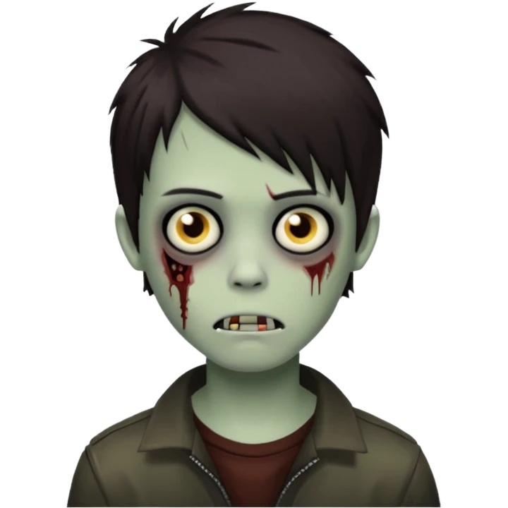 boy zombie with darkish brown kinda long hair emo, no glasses emoji