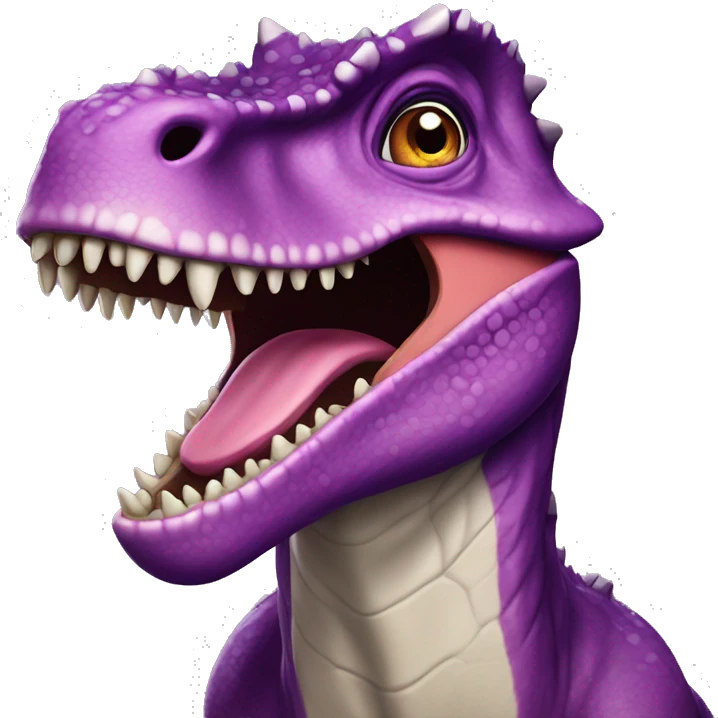 purple carnotaurus with toothy grin emoji