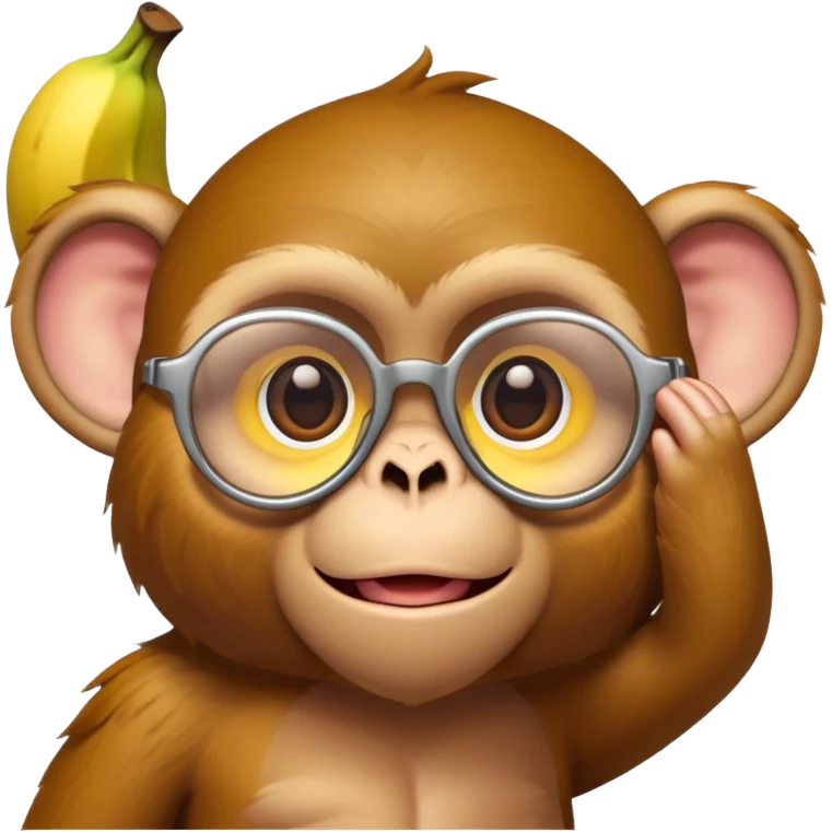 Singe qui fait un pouce avec sa main, banane sur la tête, lunette de soleil emoji