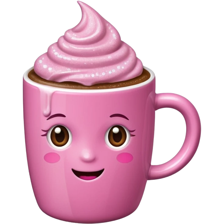 Pink sparkly mocha emoji