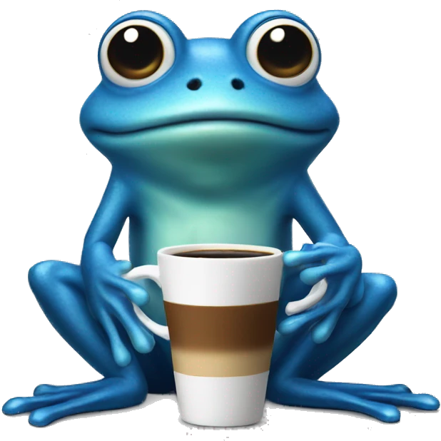 blue frog offering coffee emoji