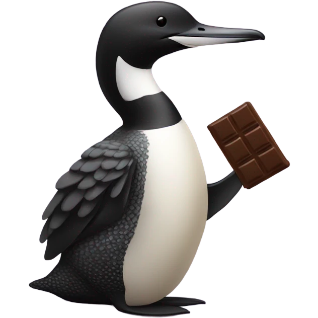 Common loon holding a chocolate bar  emoji