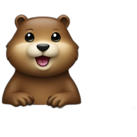 Computer with the video meeting beaver on it emoji