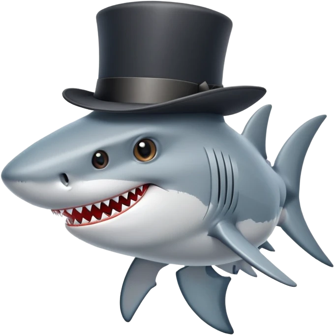 Shark with a top hat emoji