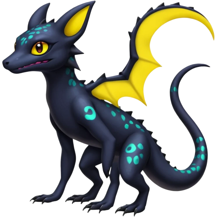 Anthropomorphic Scaley Exotic Salandit-Noibat-Umbreon-Fakémon-hybrid-creature (full body)  emoji