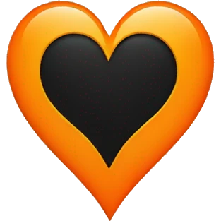 Half black and half orange heart emoji