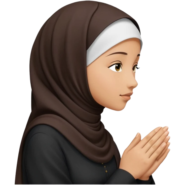 Muslim woman in black jiljab side profile praying  emoji
