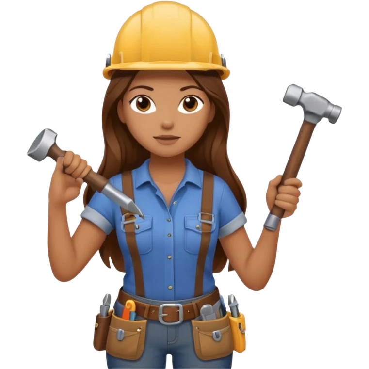 beautiful girl with long brown hair constructing new lounge room emoji