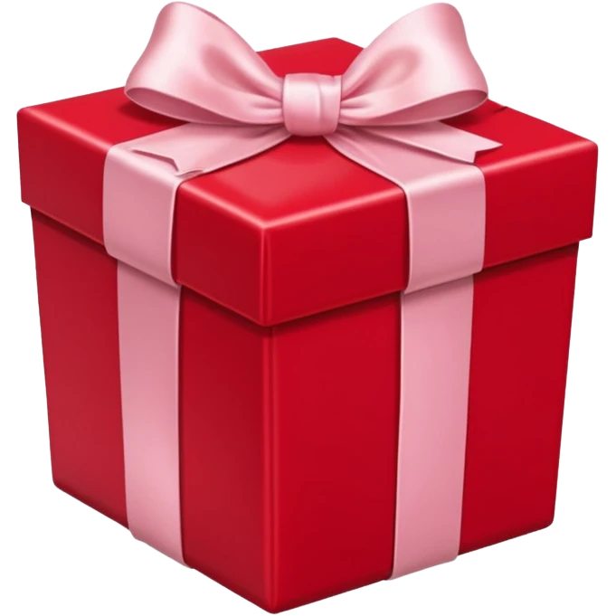 red  gift box with light pi,k satin bow emoji