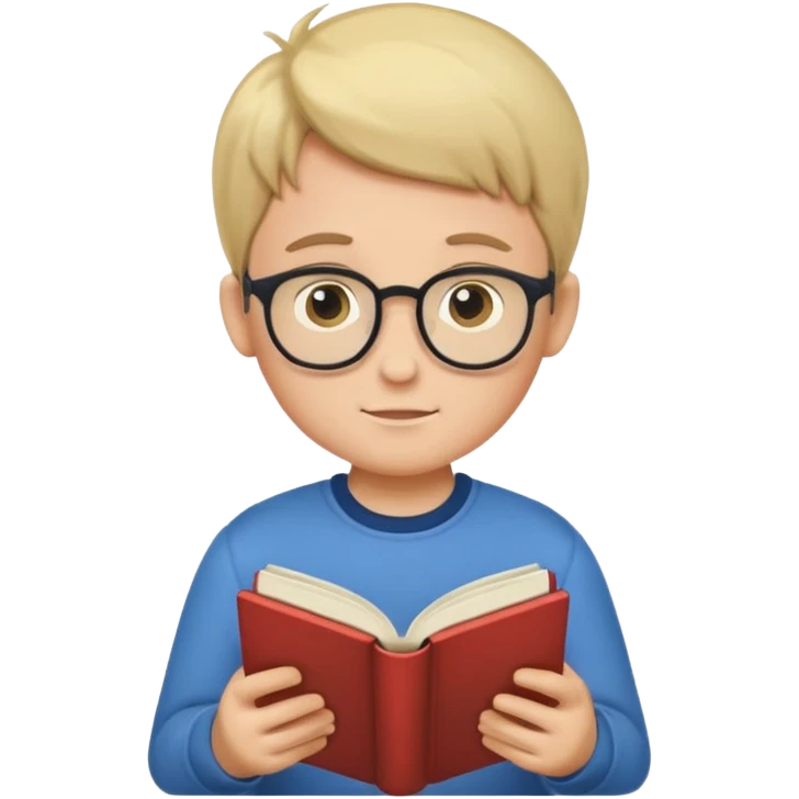 Boy reading books without glasses emoji