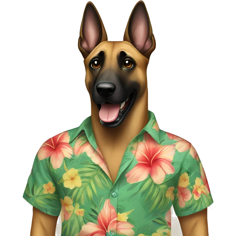 Belgian malinois wearing Hawaiian shirt  emoji
