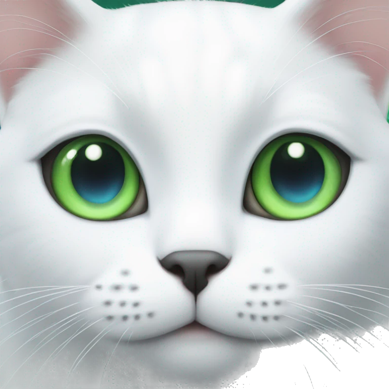 White cat with green and blue eye  emoji