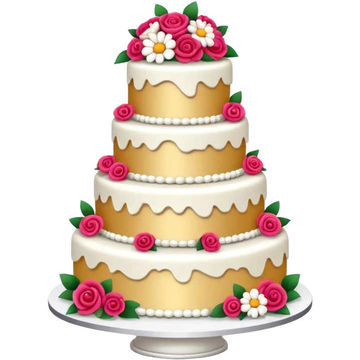 Wedding cake with tiers and flowers emoji