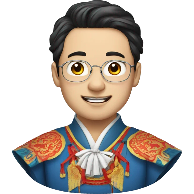 Young man teacher with Peking opera emoji