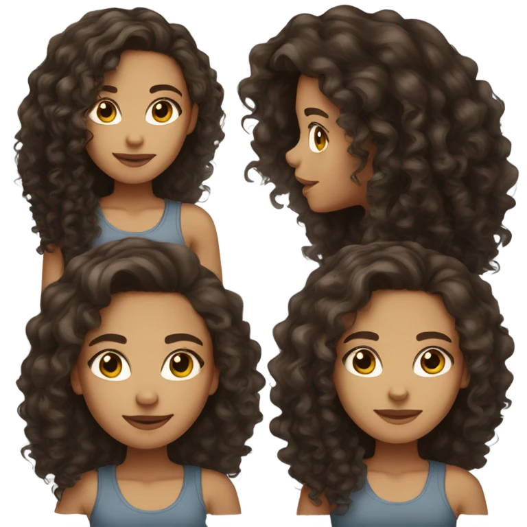 Light skin girl with long dark brown curly hair and dark brown hair emoji